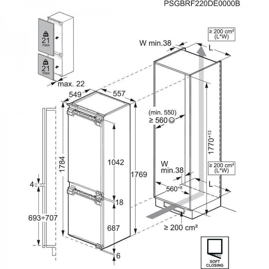 AEG TC7CS181AF inbouw koel-vriescombinatie