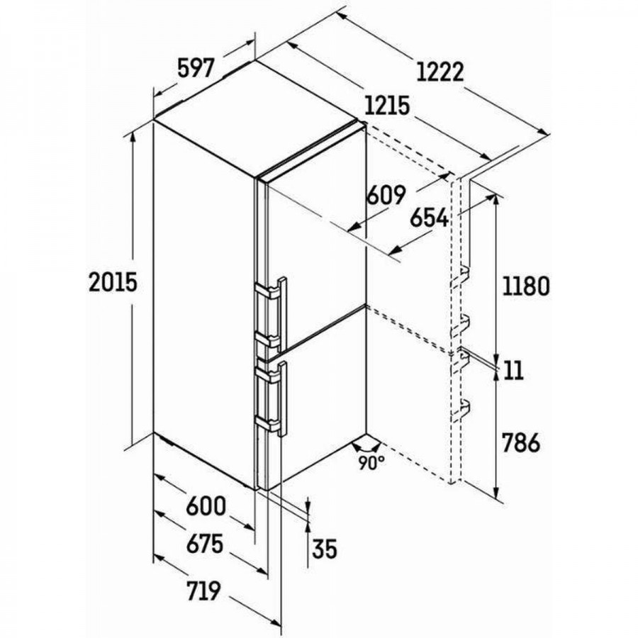 Liebherr CBNbsa20 575i-24 vrijstaande koel-vriescombinatie