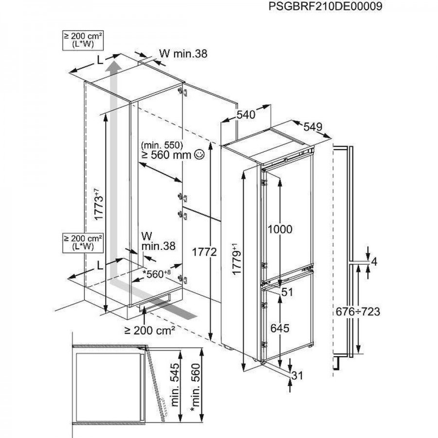AEG OSC7C181DS 7000 GreenZone inbouw koel-vriescombinatie