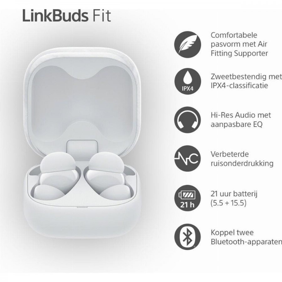 Sony LinkBuds Fit - Wit in-ear hoofdtelefoon