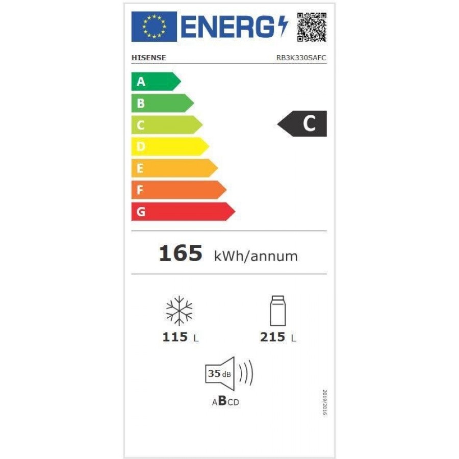 Hisense RB3K330SAFC vrijstaande koel-vriescombinatie
