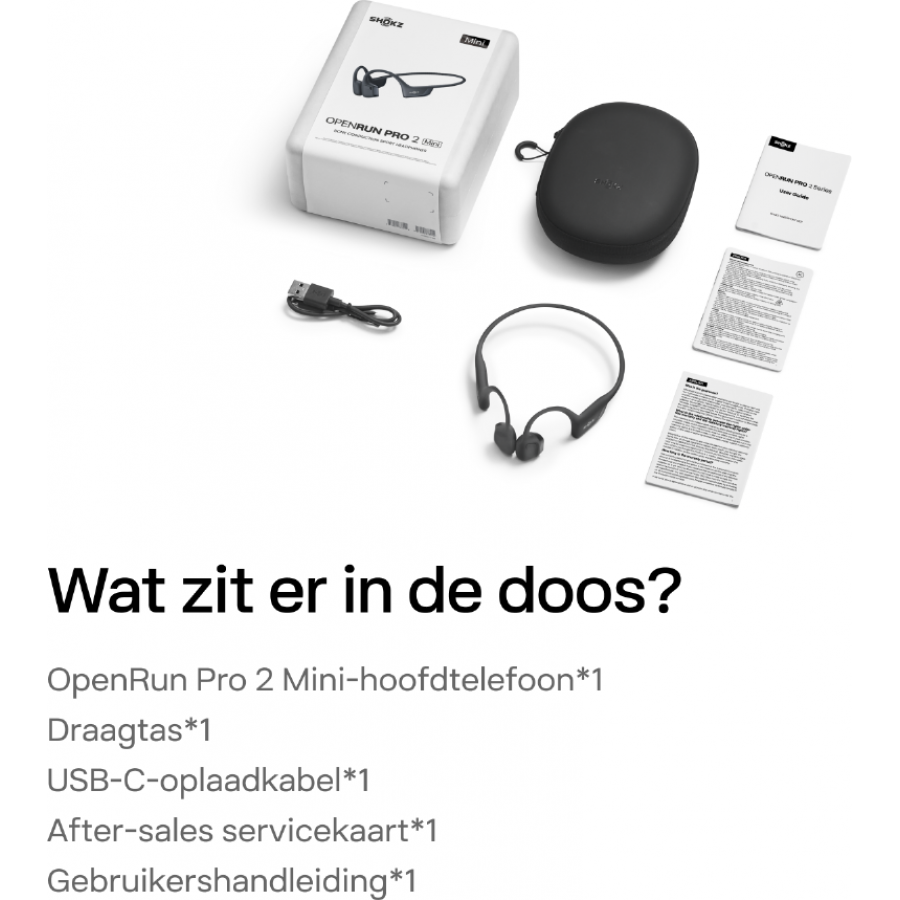 Shokz OpenRun Pro 2 Mini Zwart on-ear hoofdtelefoon