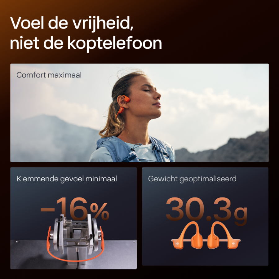 Shokz OpenRun Pro 2 Mini Oranje on-ear hoofdtelefoon