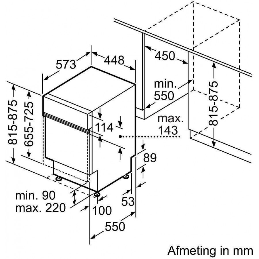 Bosch SPI4HMS13E half geïntegreerde vaatwasser