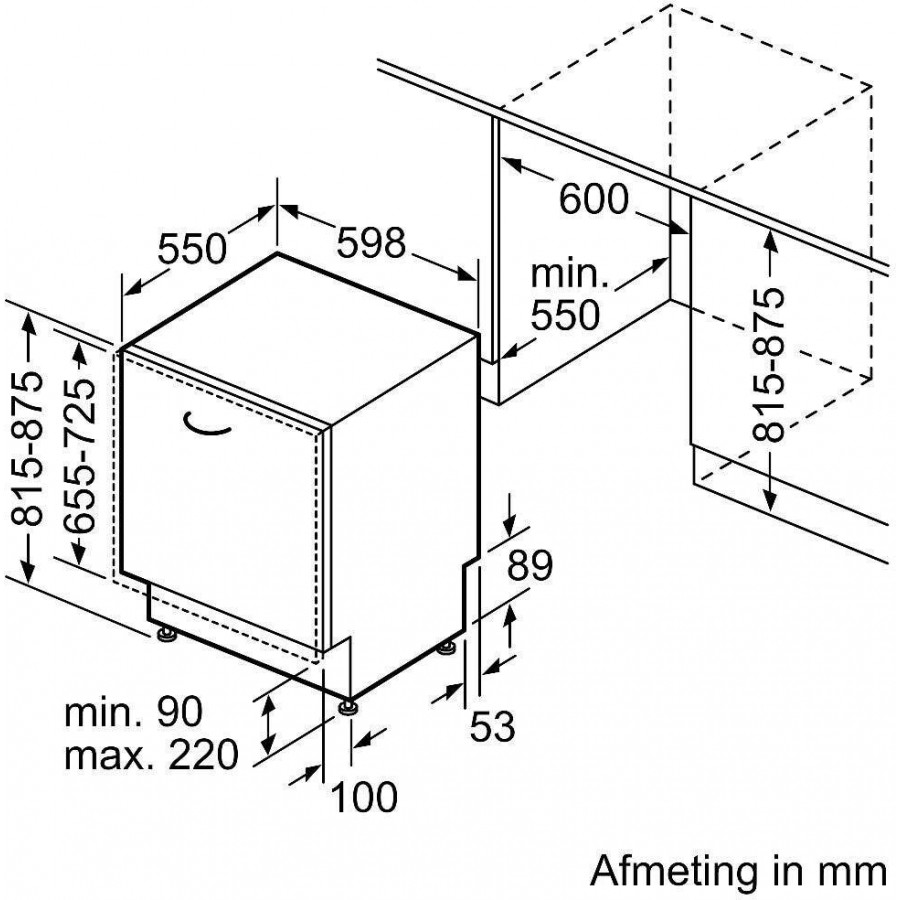 Siemens SN65YX05CE volledig geïntegreerde vaatwasser
