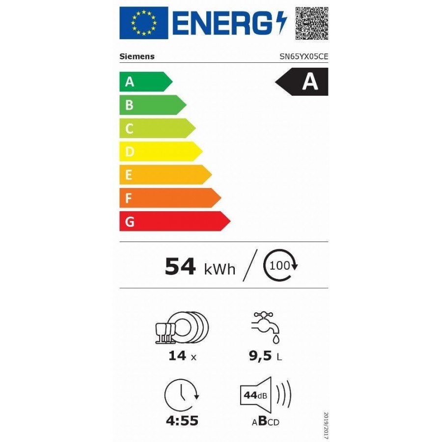 Siemens SN65YX05CE volledig geïntegreerde vaatwasser