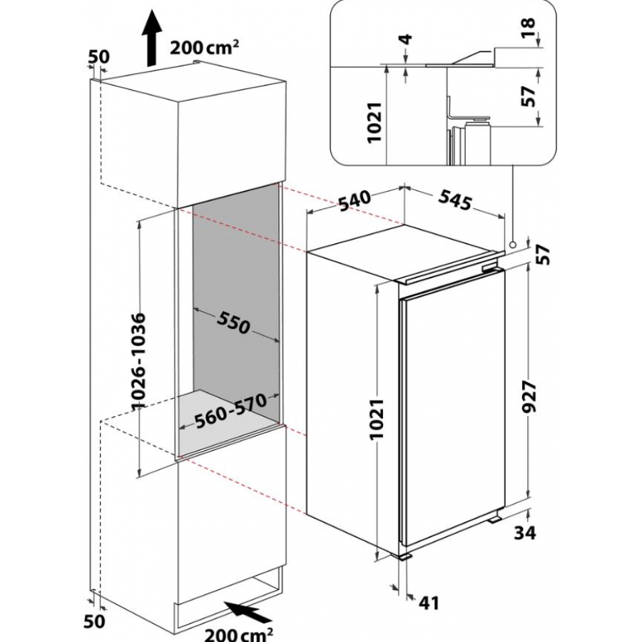 Whirlpool ARG 10472 SF2 inbouw koelkast