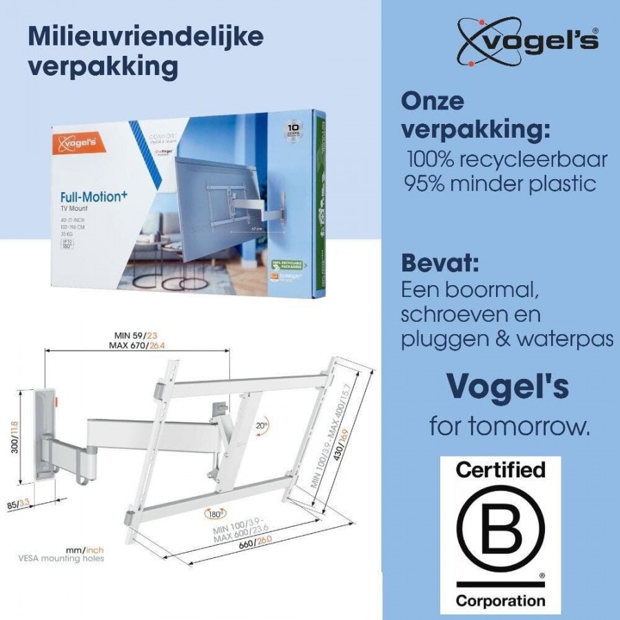 Vogels TVM 3645 Draaibare TV-beugel - Wit