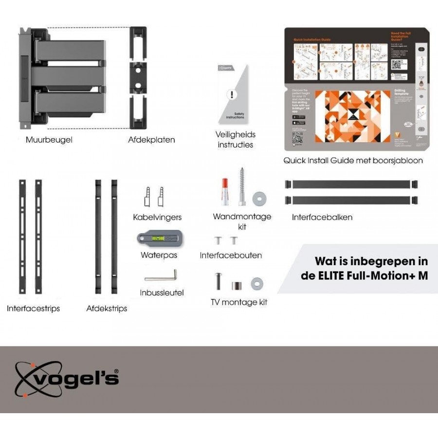 Vogels TVM 5445 Elite Draaibare TV-Beugel Zwart Televisiebeugel