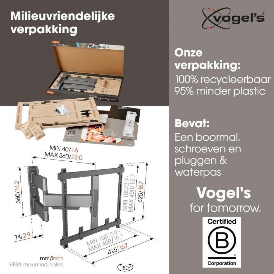 Vogels TVM 5445 Elite Draaibare TV-Beugel Zwart Televisiebeugel