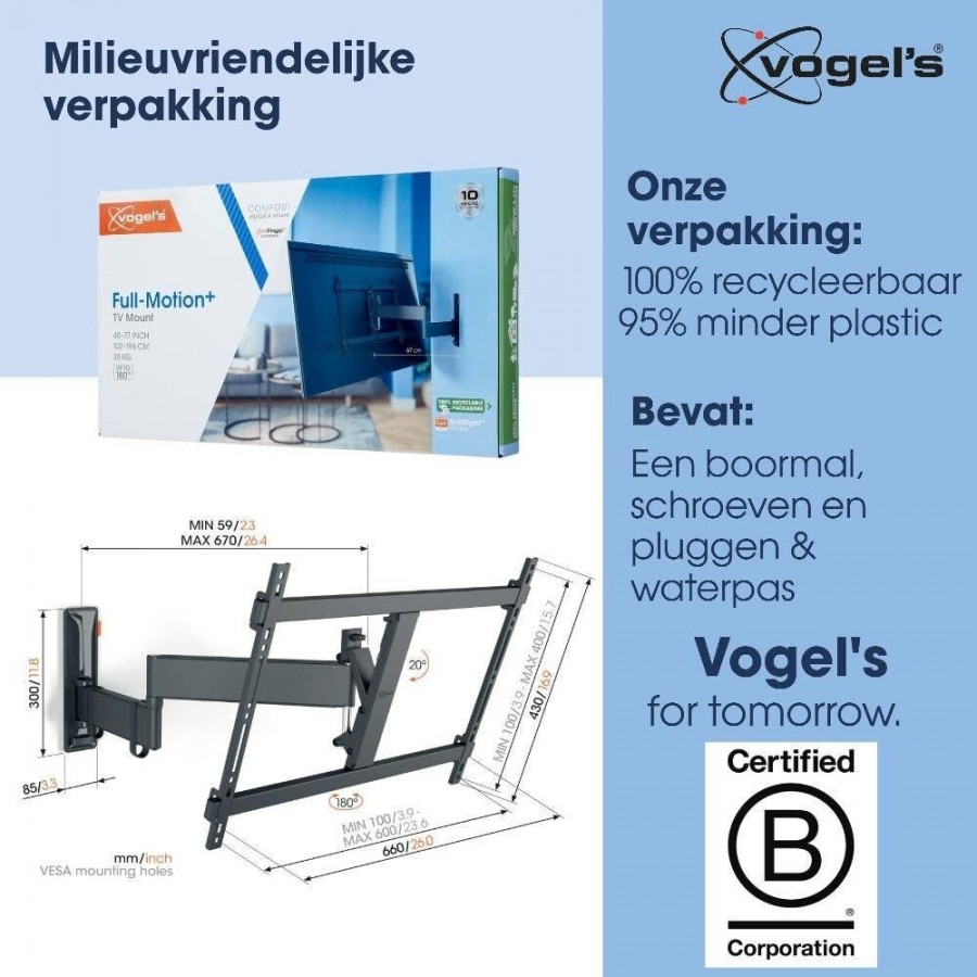 Vogels TVM 3645 Draaibare TV-beugel - Zwart