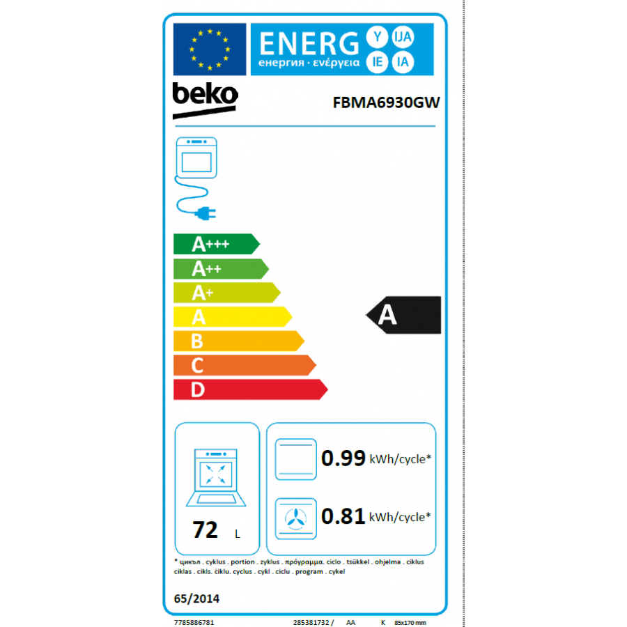 Beko FBMA6930GW inductie fornuis