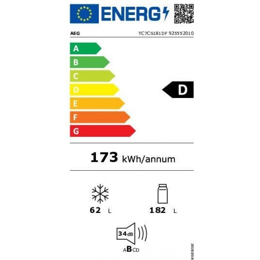AEG TC7CS181DF 7000 inbouw koel-vriescombinatie