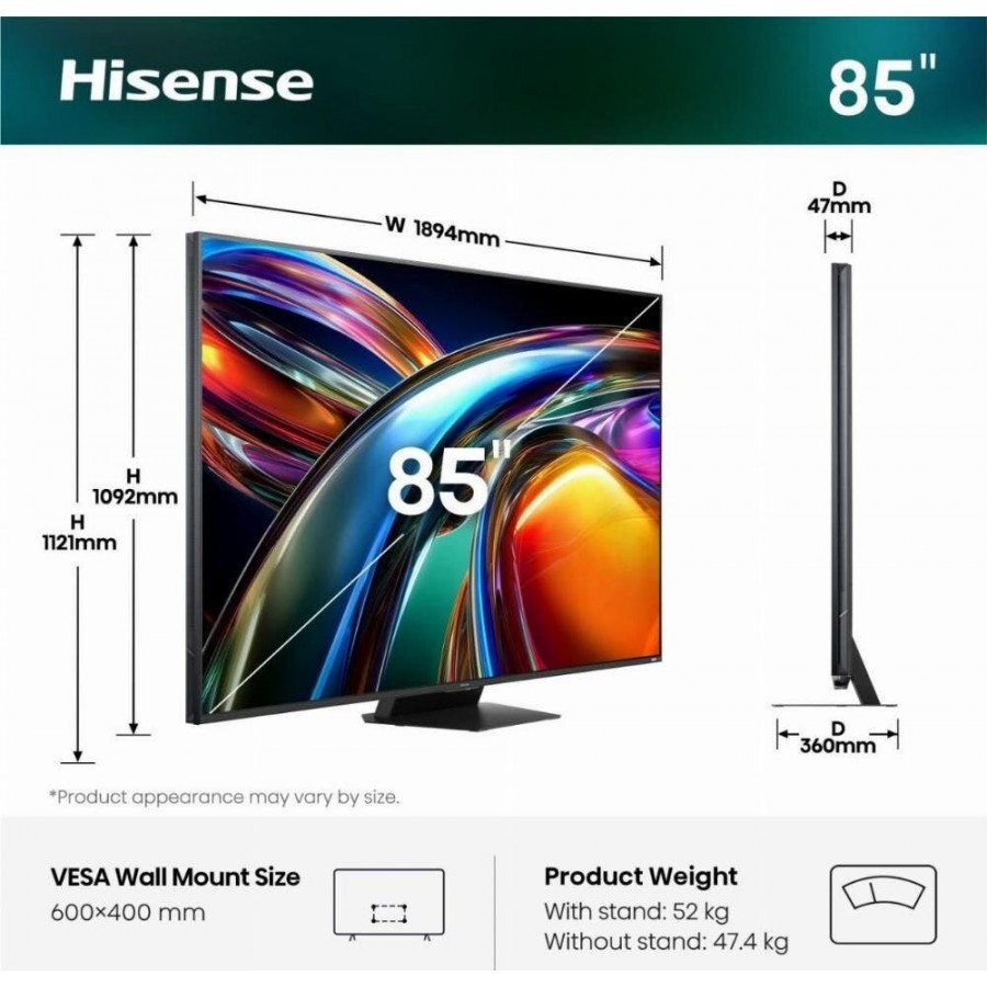 Hisense 85UR9S (2026) QLED televisie