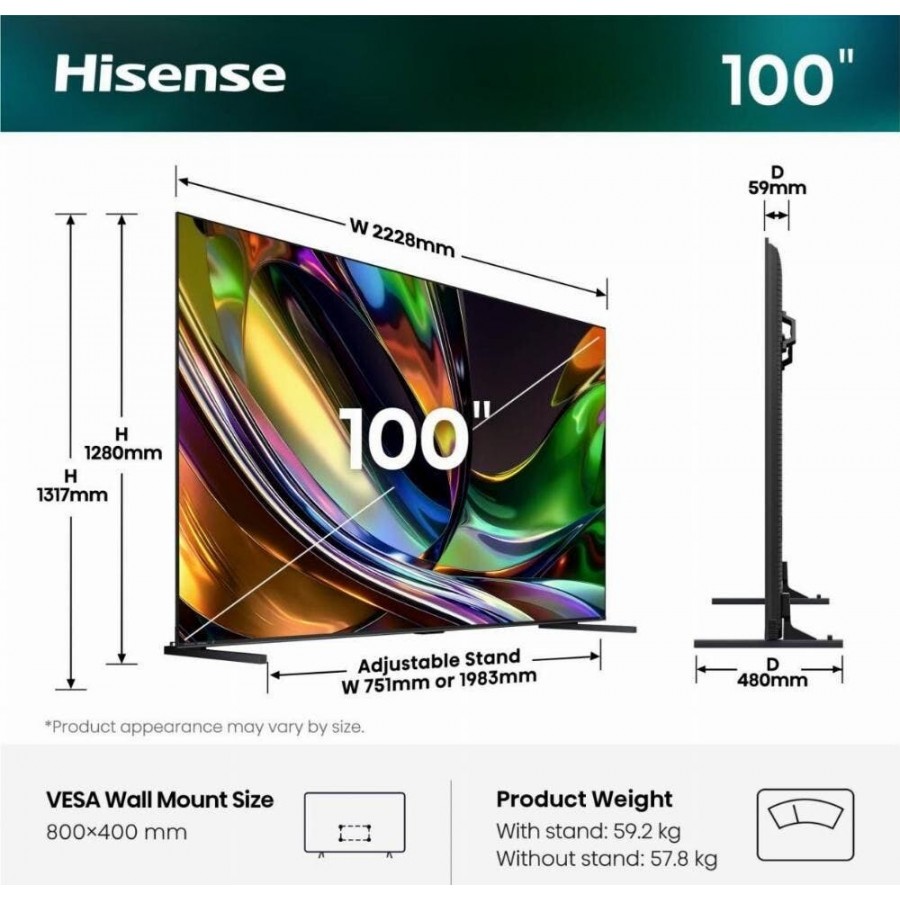 Hisense 100UR8S (2026) LED televisie