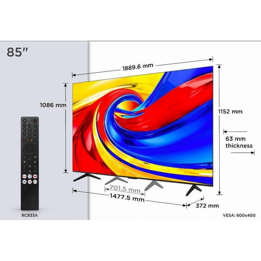 TCL 85QLED780L QLED (2026) QLED televisie
