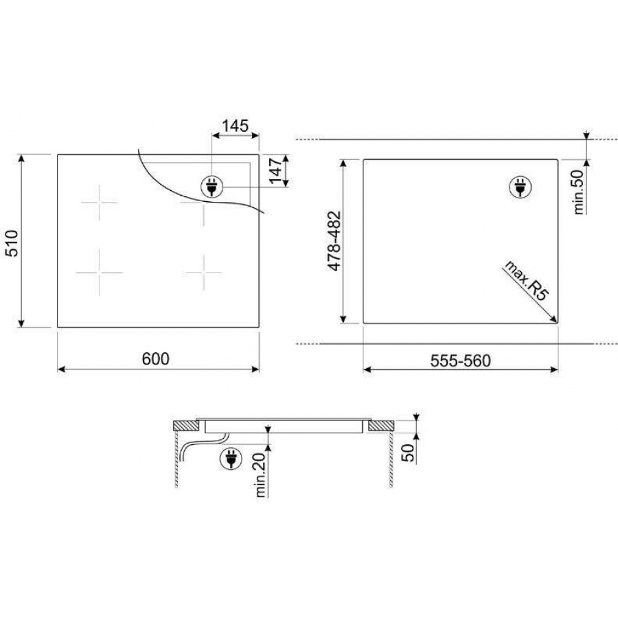 SMEG SI2B22641D Musa inductie kookplaat