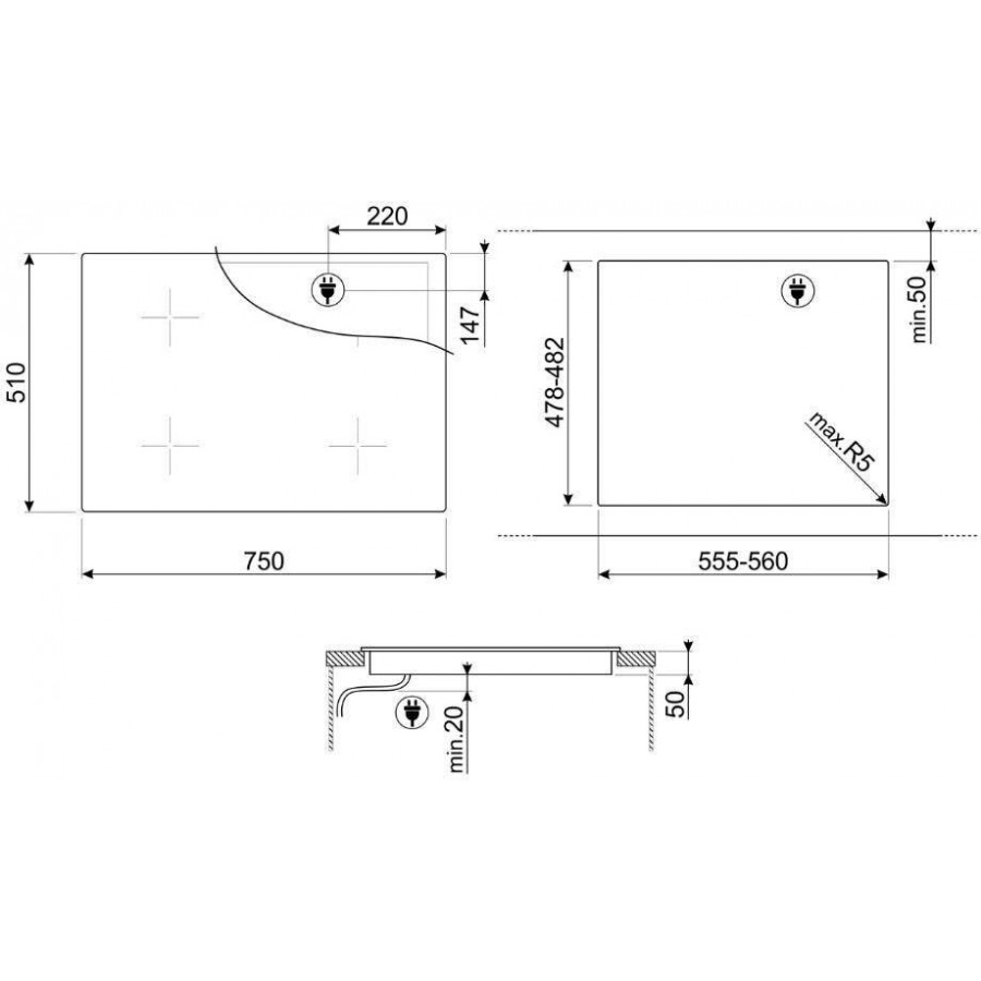 SMEG SI2B22741D Musa inductie kookplaat