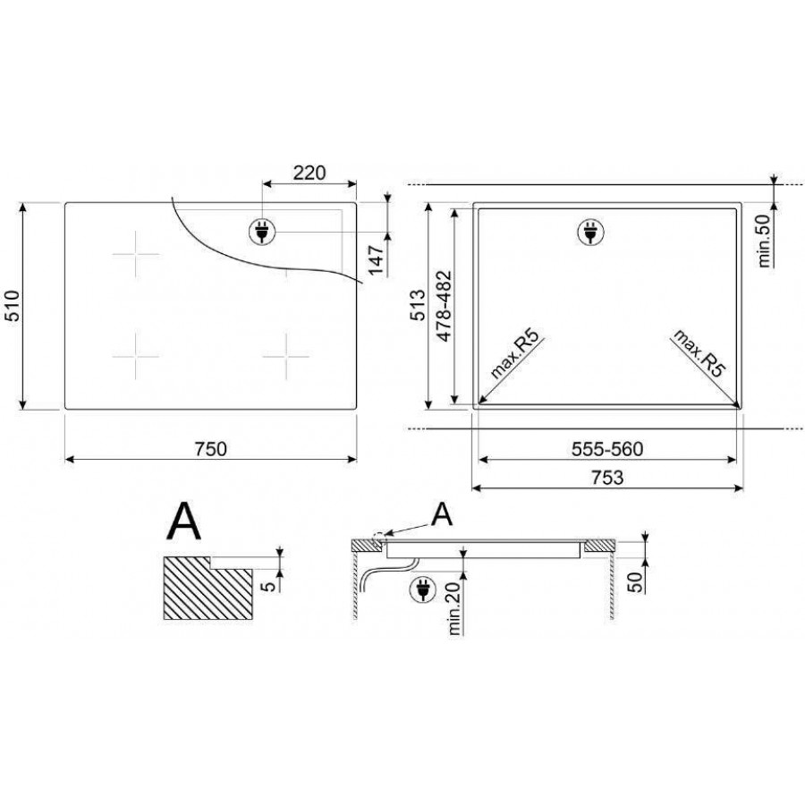 SMEG SI2B22741D Musa inductie kookplaat