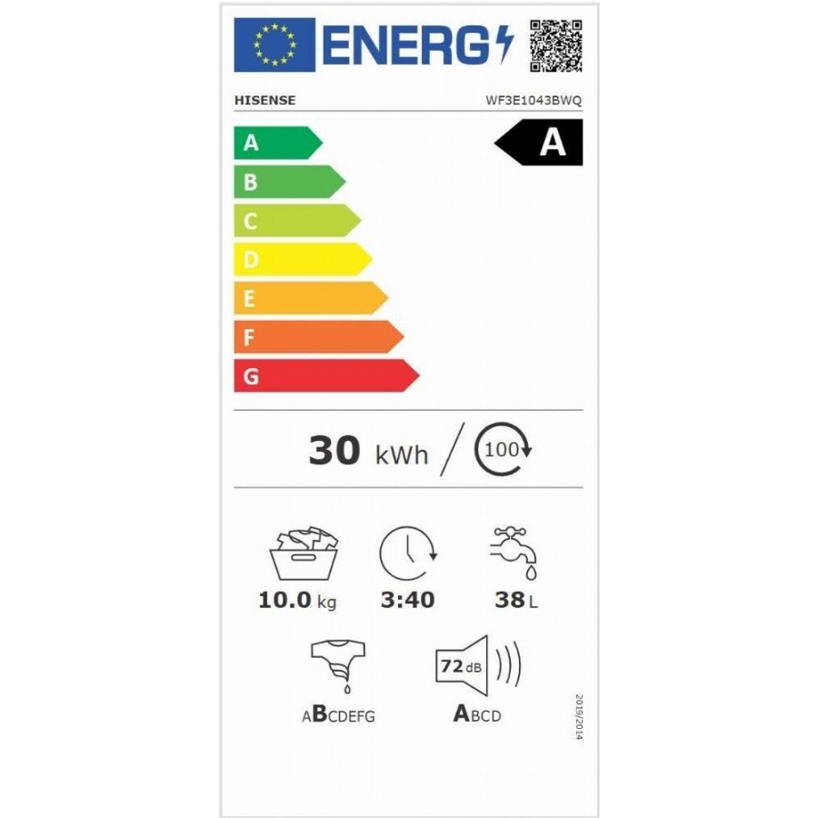 Hisense WF3E1043BWQ voorlader wasmachine