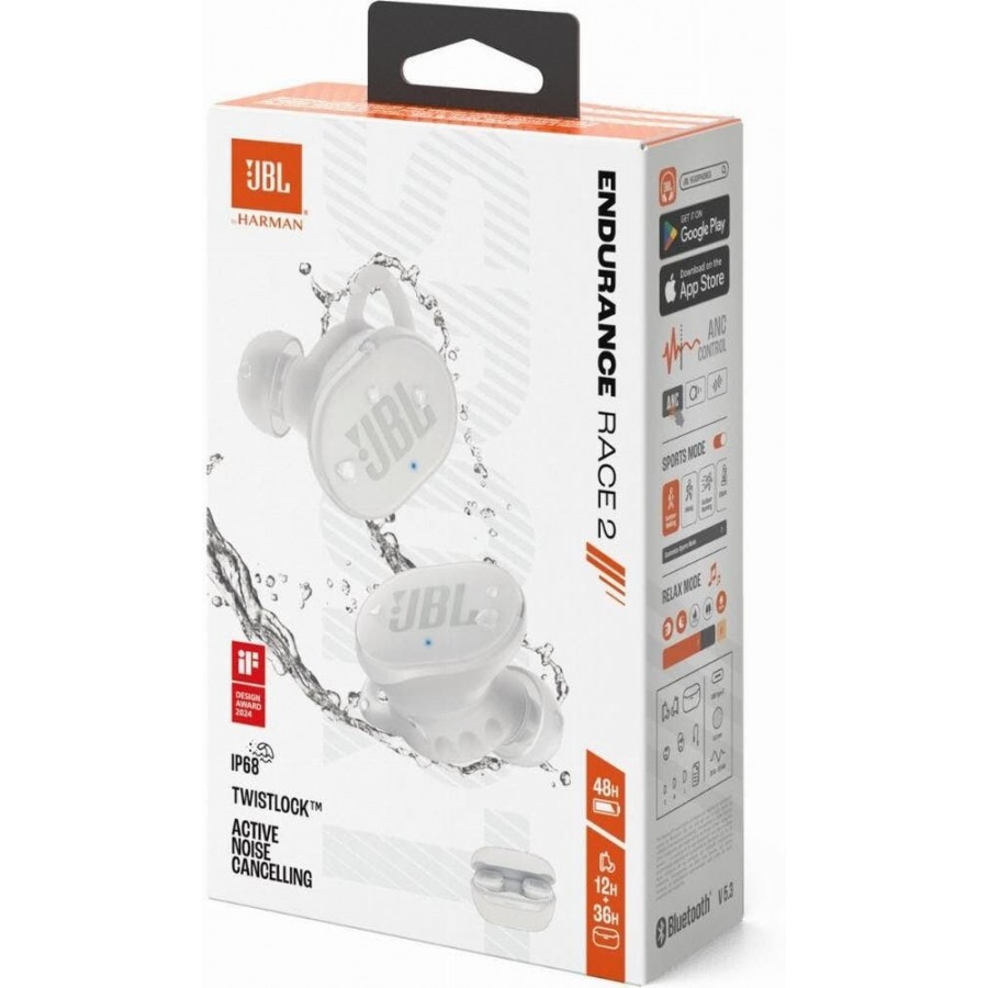 JBL Endurance Race 2 - Wit in-ear hoofdtelefoon