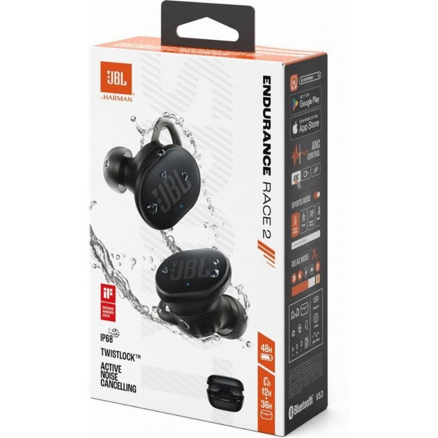 JBL Endurance Race 2 - Zwart in-ear hoofdtelefoon