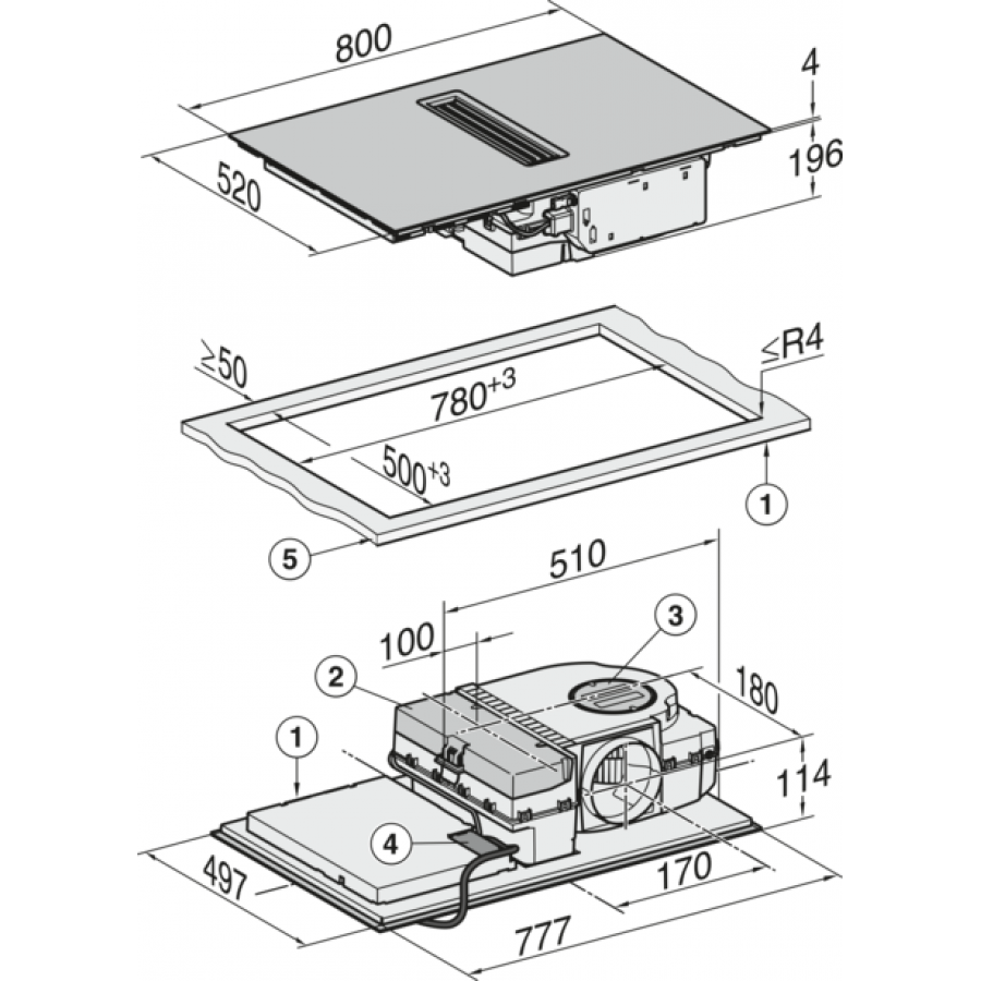 Miele KMDA 7272-1 FL Silence inductie kookplaat met afzuiging