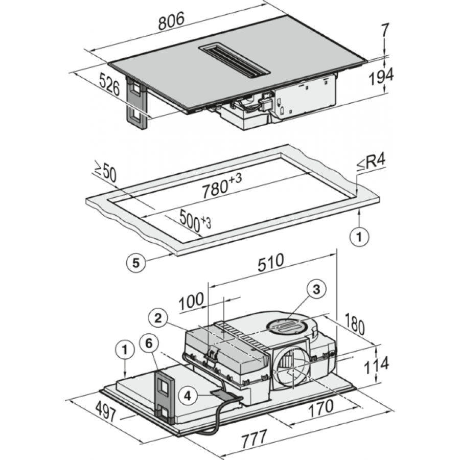 Miele KMDA 7473-1 FR Silence inductie kookplaat met afzuiging