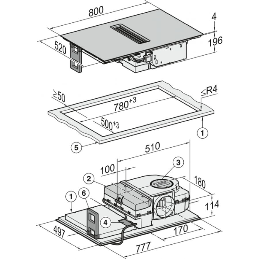 Miele KMDA 7473-1 FL Silence inductie kookplaat met afzuiging