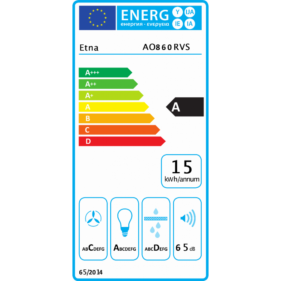 ETNA AO860RVS onderbouw afzuigkap