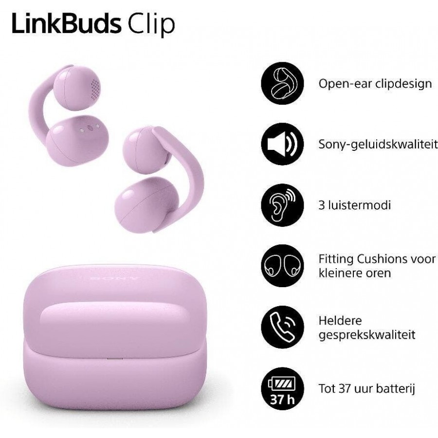 Sony LinkBuds Clip - Paars open-ear hoofdtelefoon