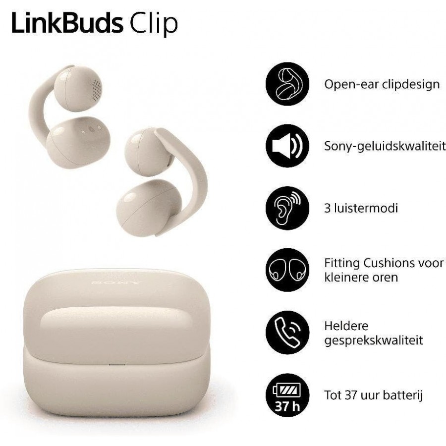 Sony LinkBuds Clip - Crème open-ear hoofdtelefoon