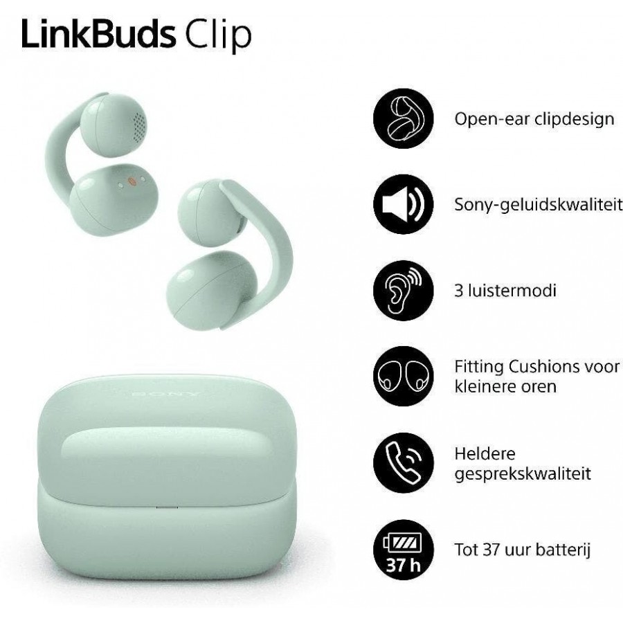 Sony LinkBuds Clip - Groen open-ear hoofdtelefoon